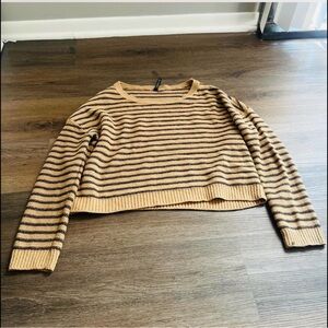 H&M striped cropped Tan/Brown Sweater,‎ 12